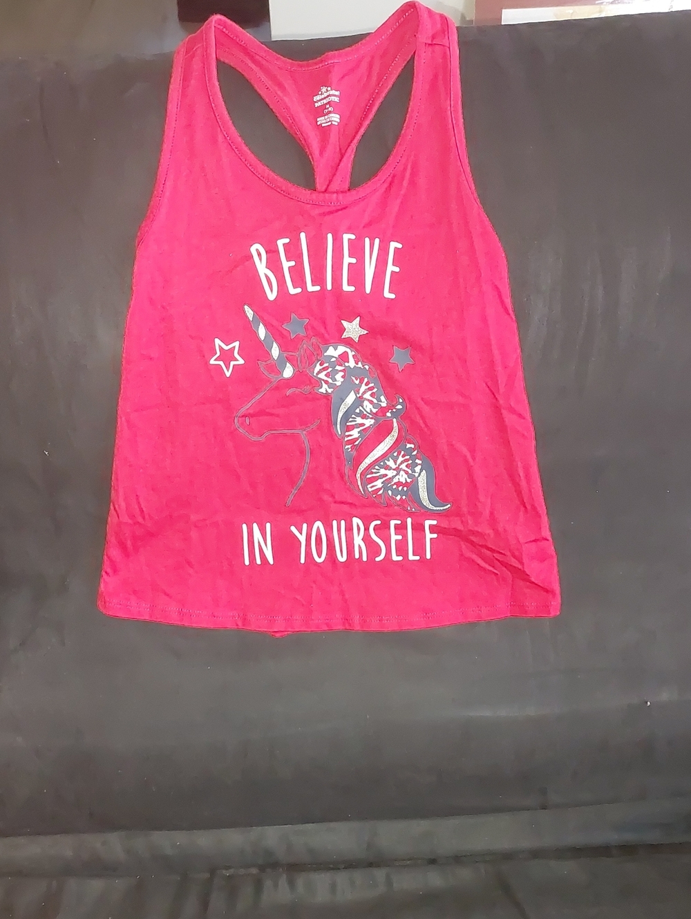 Believe In Yourself Pink Girls' Racerback Tank Top
